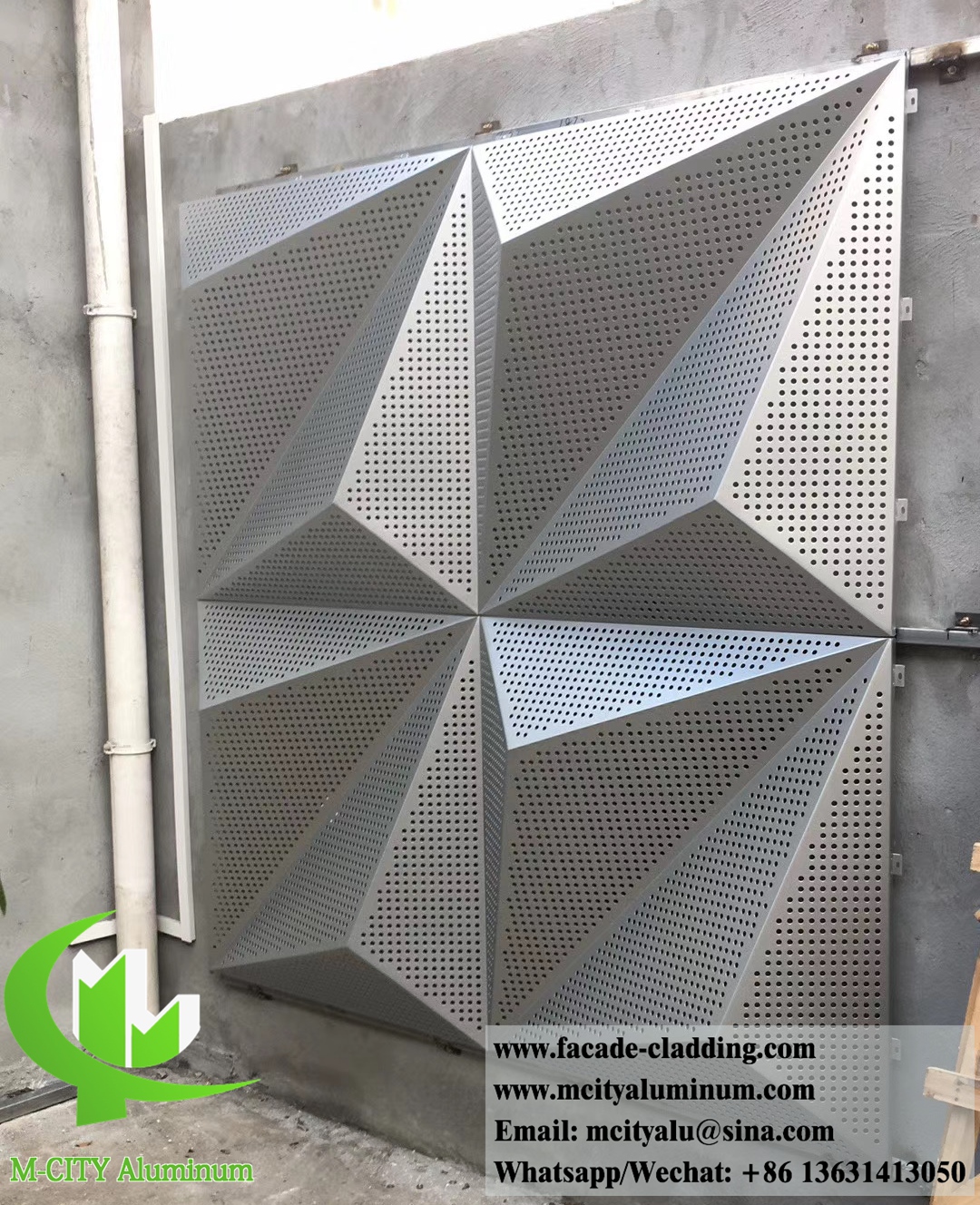 Perforation metal screen 3D aluminium facade cladding panel for building